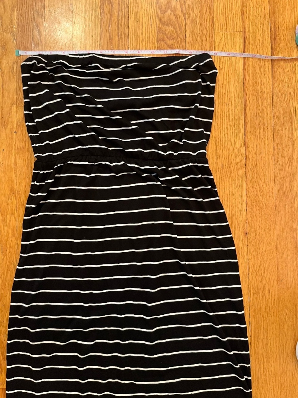 Forever 21 Black & White Striped Strapless Tube Maxi Dress - Size L